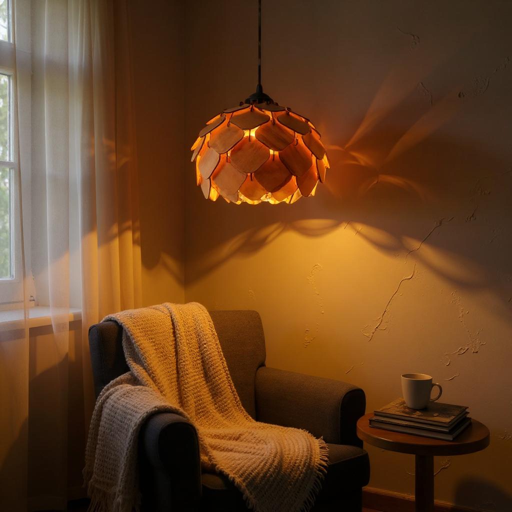 Woodiography wooden chandelier lotus