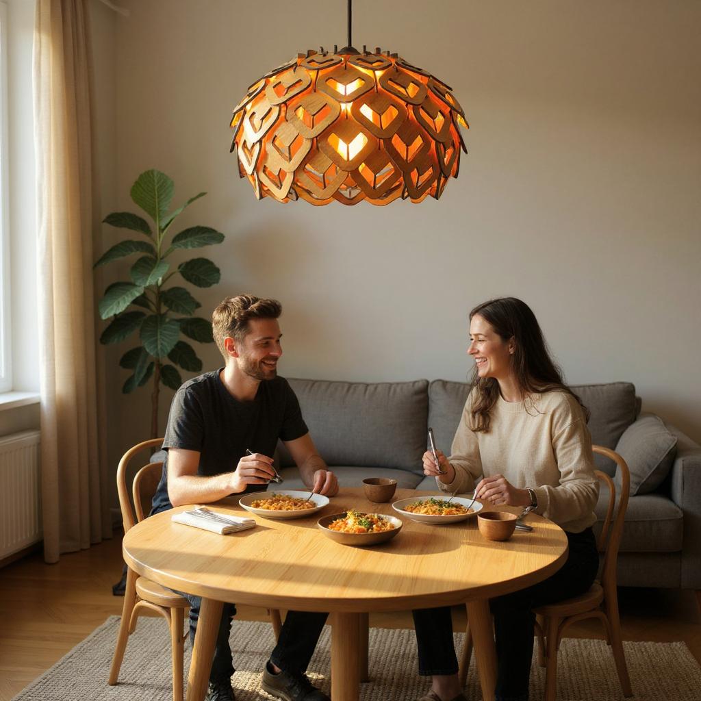 Woodiography wooden chandelier lotus heart Large