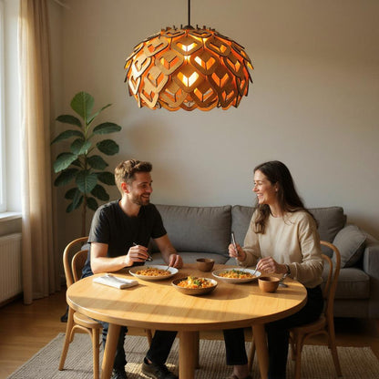Woodiography wooden chandelier lotus heart Large
