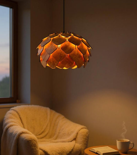 Woodiography wooden chandelier lotus LARGE