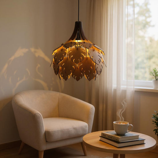 Woodiography wooden chandelier ASPEN LEAVES